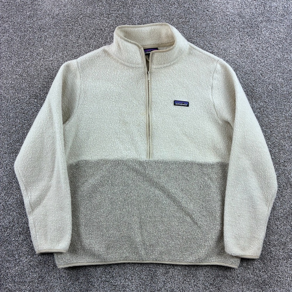 Patagonia Reclaimed Fleece Pullover Women's XL White Tan Wool Blend 22935